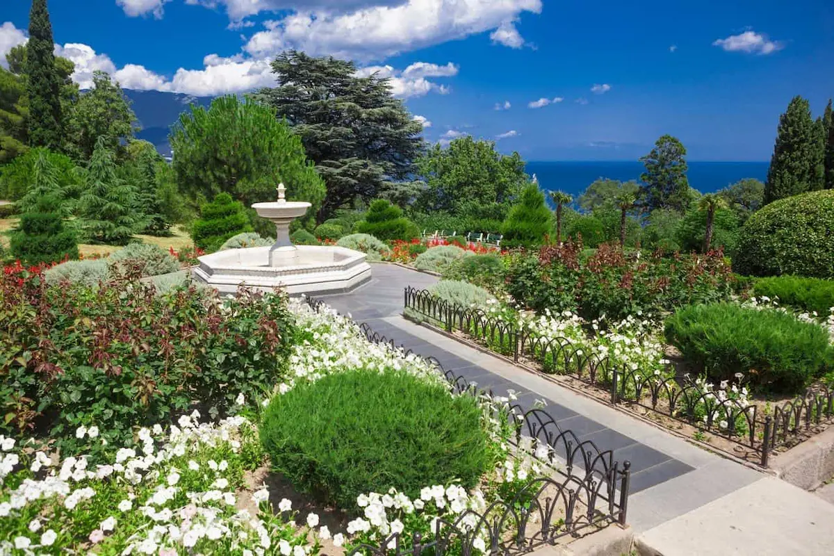 Прогулочная аллея в Ливадийском парке среди вековых кедров и кипарисов